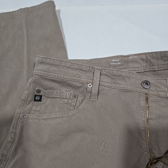 AG Adriano Goldschmied Jeans Mens 36x32 Tellis Modern Slim Fit Stretch Khaki - Picture 8 of 9